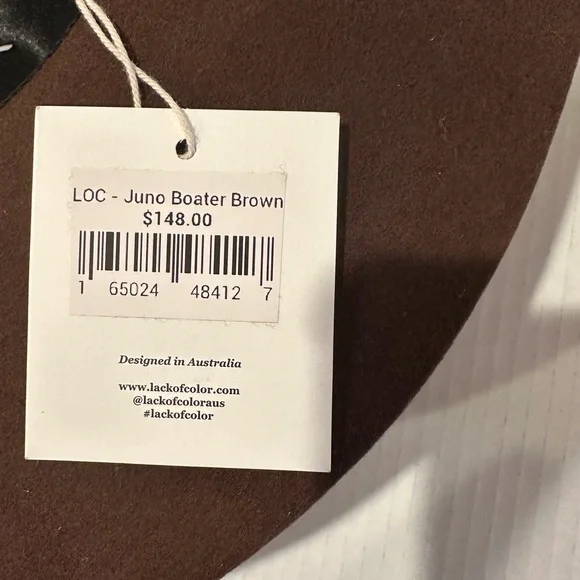 Juno Boater Brown 100% Australian Wool Hat w/Light Velour Trim by Lack of Color - Picture 9 of 9